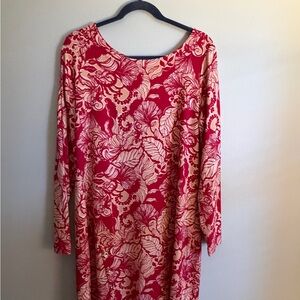 Lilly Pulitzer Red and Cream Floral Long Sleeve Dress